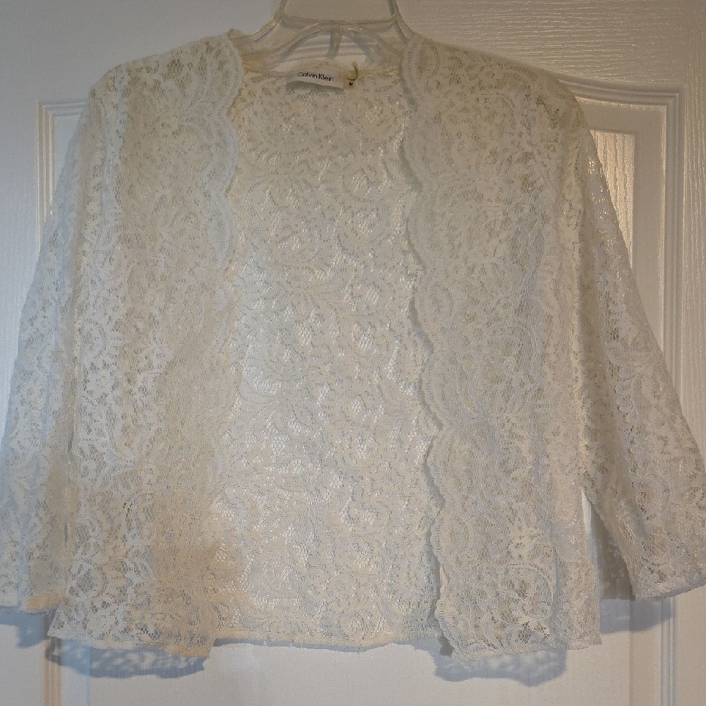 Calvin Klein Cream Lace Cardigan